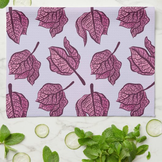Roze Physalis Flower Pattern Pastel Botanical Theedoek (Gevouwen)