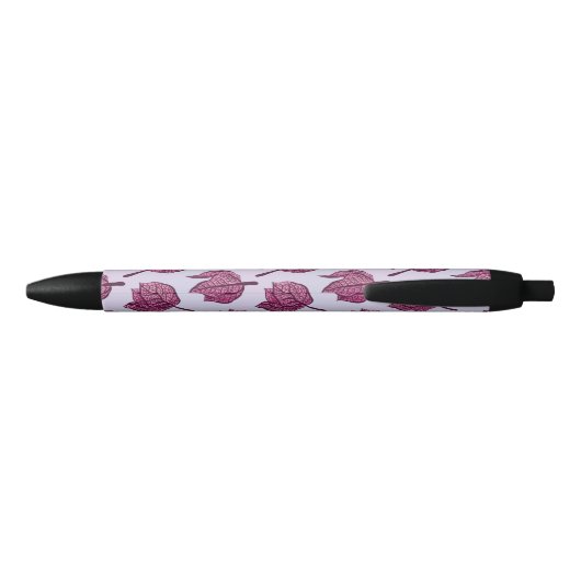 Roze Physalis Flower Pattern Pastel Botanical Zwarte Inkt Pen (Achterkant)