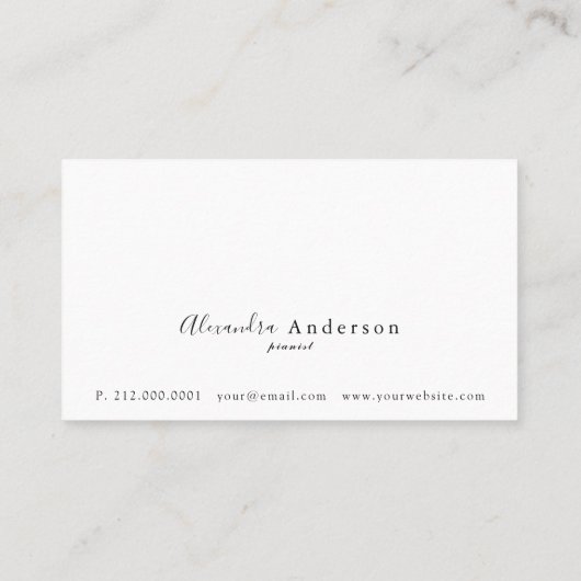 Roze Pianist Muziekdocent Visitekaartje (Achterkant)