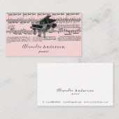 Roze Pianist Muziekdocent Visitekaartje (Voorkant / Achterkant)