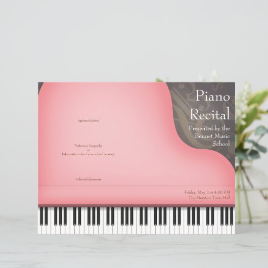 Roze Piano Gevouwen Piano of Zang Overweging Progr (Staand voorkant)