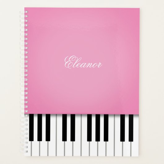  Roze Piano Music Keyboard Gepersonaliseerd Planner (Voorkant)