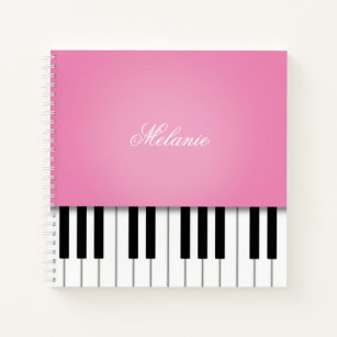 Roze piano-muziektoetsenbord op maat notitieboek