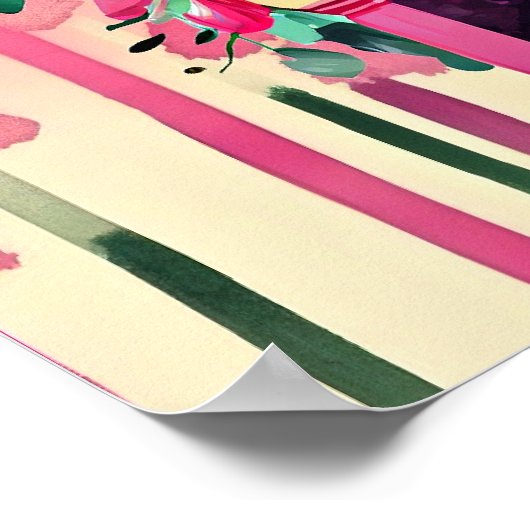 Roze Piano Waterverf Illustratie Poster (Hoek)