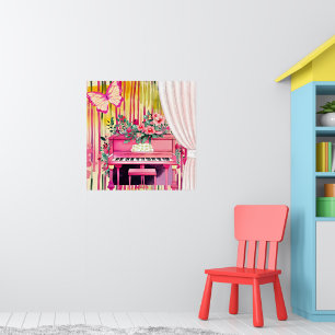 Roze Piano Waterverf Illustratie Poster