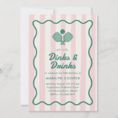 Roze Pickleball Drankjes en Drinken Verjaardagsfee Kaart (Voorkant)