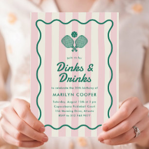 Roze Pickleball Drankjes en Drinken Verjaardagsfee Kaart