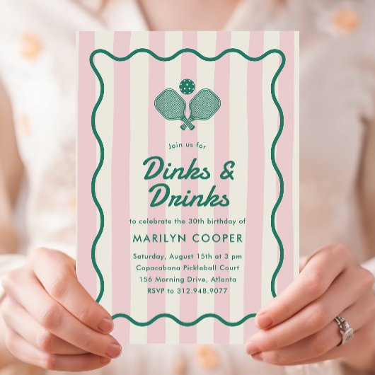 Roze Pickleball Drankjes en Drinken Verjaardagsfee Kaart