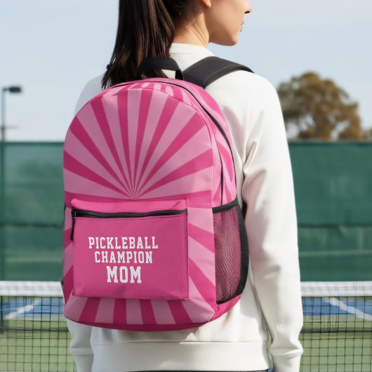 Roze Pickleball Kampioen Moeder Gedrukte Rugzak