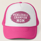 Roze Pickleball Kampioen Moeder Trucker Hoed Pet (Voorkant)