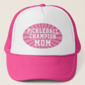 Roze Pickleball Kampioen Moeder Trucker Hoed Trucker Pet (Voorkant)