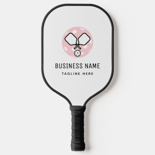 Roze Pickleball Logo bedrijfsnaam en aangepaste te Pickleball Paddle (Voorkant)