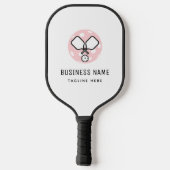 Roze Pickleball Logo bedrijfsnaam en aangepaste te Pickleball Paddle (Achterkant)