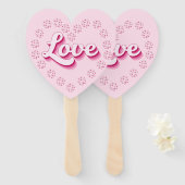 Roze Pickleball Love Valentijnsdag Heart Handwaaier (Voorkant en achterkant)