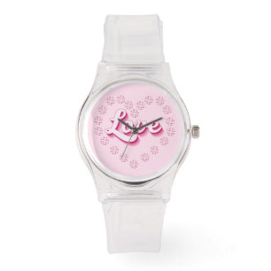 Roze Pickleball Love Valentijnsdag Heart Horloge