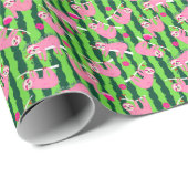 Roze pickleball luiaards 🦥 cadeaupapier (Rol Hoek)