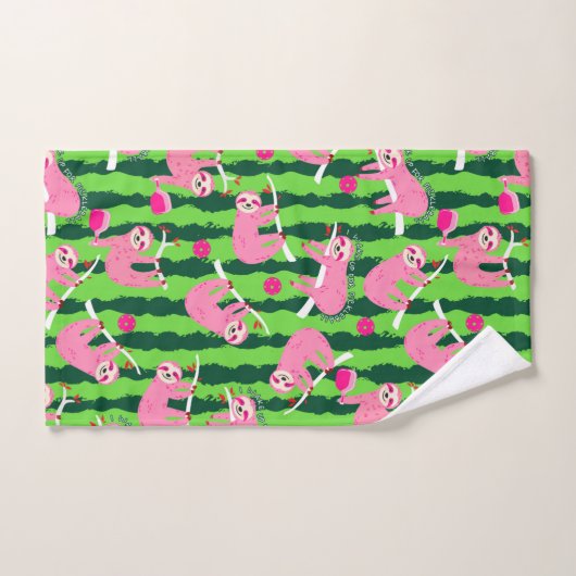 Roze pickleball luiaards 🦥 handdoek (Handdoek)
