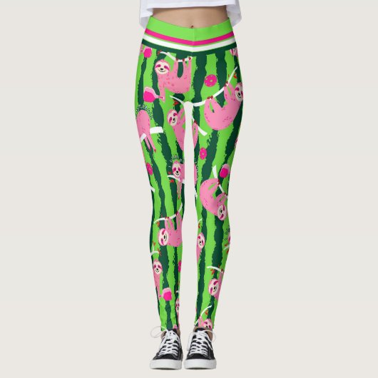 Roze pickleball luiaards 🦥 leggings (Voorkant)