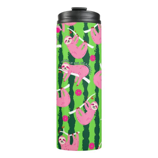 Roze pickleball luiaards 🦥 thermosbeker (Voorkant)