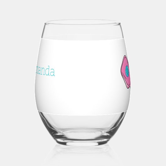 Roze Pickleball Paddle & Ball Gepersonaliseerde Pr Wijnglas Zonder Voet (Links)