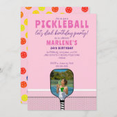 Roze Pickleball Paddle Foto Dink Verjaardagsfeest Kaart (Voorkant / Achterkant)