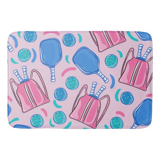 Roze Pickleball Paddles en Ballen Badmat (Voorkant)