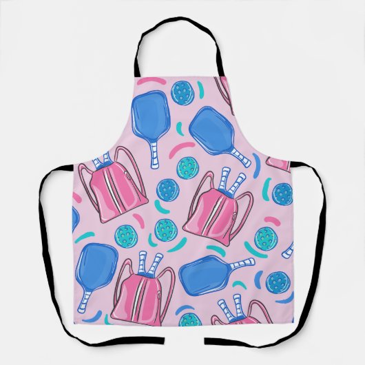 Roze Pickleball Paddles en Ballen Schort (Voorkant)