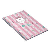 Roze Pickleball Preppy Monogram Print Notitieboek (Rechterzijde)