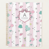 Roze Pickleball Preppy Monogram Print Planner (Voorkant)