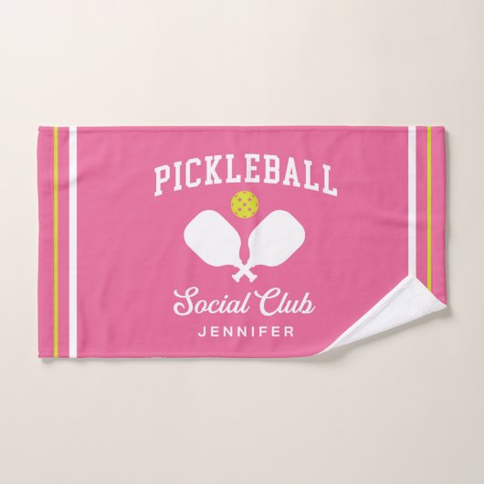 Roze Pickleball Social Club Aangepaste naam Hand Handdoek (Handdoek)