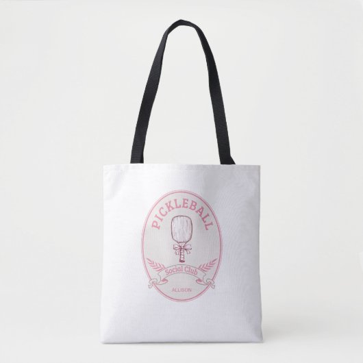 Roze Pickleball Social Club met naam Tote Bag (Voorkant)