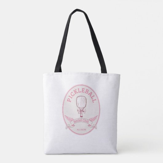 Roze Pickleball Social Club met naam Tote Bag (Achterkant)