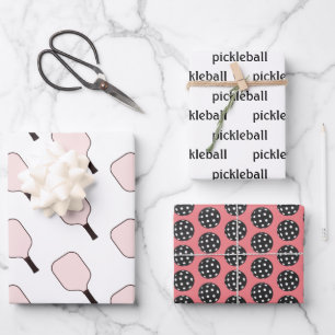 Roze pickleball-verpakking blad set van 3 inpakpapier vel