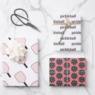 Roze pickleball-verpakking blad set van 3 inpakpapier vel