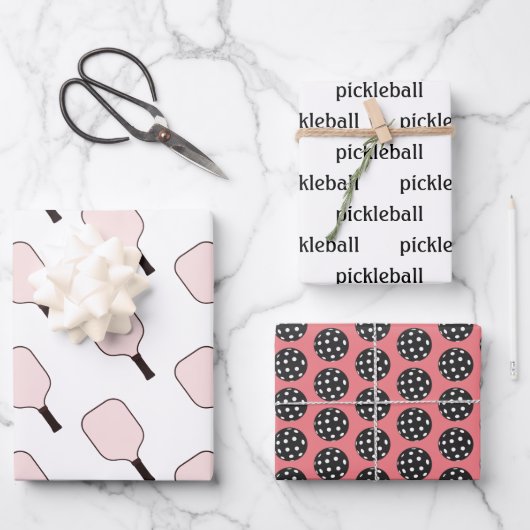Roze pickleball wrapping sheet set van 3 inpakpapier vel (Voorkant)