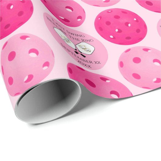 Roze Pickleballs Gepersonaliseerde Trouwdouche Cadeaupapier (Rol Hoek)