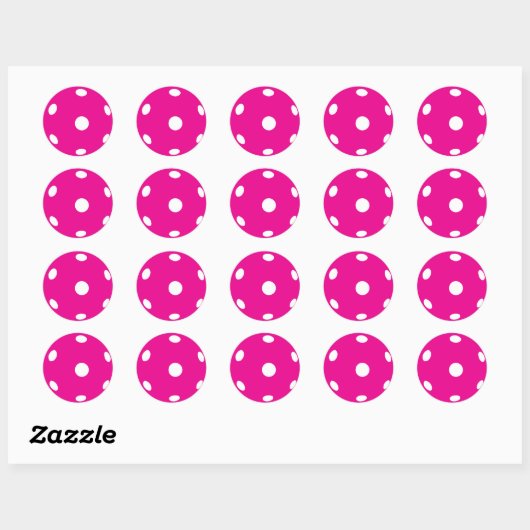 Roze pickleballs klassiek rond ronde sticker (Vel)