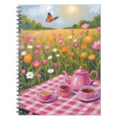  roze picknick | Flower Field Tea Butterfly Notitieboek (Voorkant)