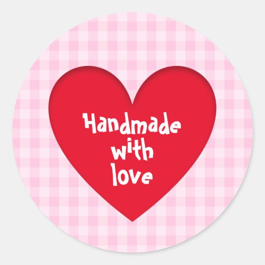 Roze picknick love hart ronde sticker (Voorkant)