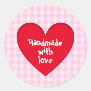 Roze picknick love hart ronde sticker