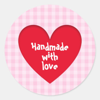 Roze picknick love hart ronde sticker