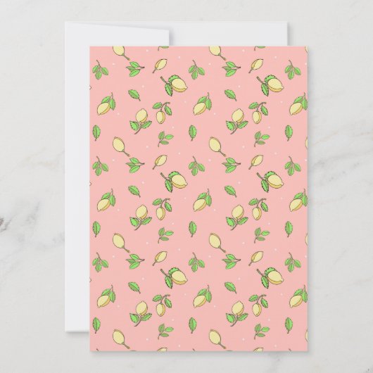 Roze Picnic Baby shower Lemons Uitnodiging (Achterkant)