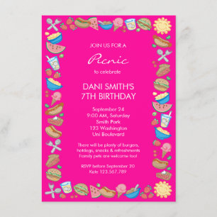 Roze picnic Birthday Kaart