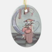 Roze Pierrot Clown Doll op een zilvermaan Keramisch Ornament (Achterkant)