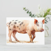 Roze pig bedankkaart (Staand voorkant)