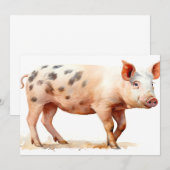 Roze pig bedankkaart (Voorkant / Achterkant)