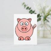 Roze pig briefkaart (Staand voorkant)