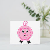 Roze pig briefkaart (Staand voorkant)