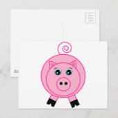 Roze pig briefkaart (Voorkant / Achterkant)