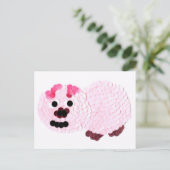 Roze pig briefkaart (Staand voorkant)